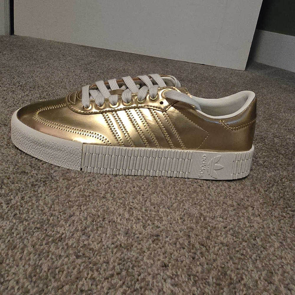 Adidas Sambarose Women's Gold Platform Sneakers